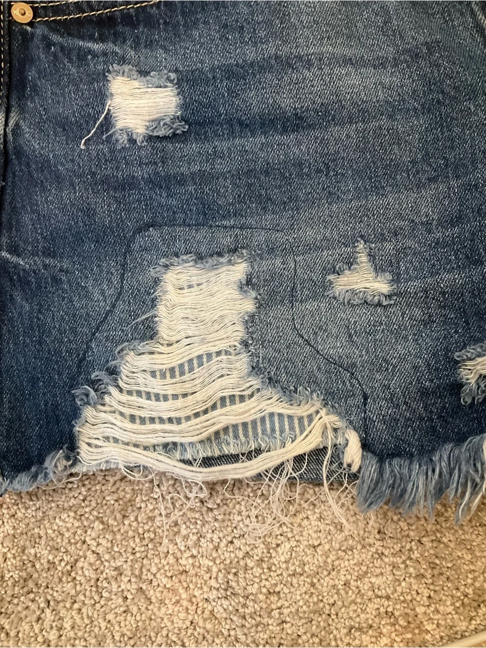 KanCan Distressed High Rise Denim Shorts Raw Hem Size 3/25 - Picture 5 of 6